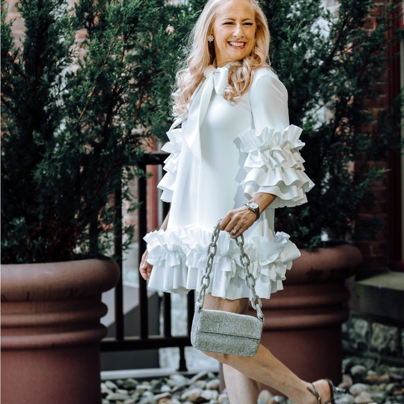 Designer White Dress - Picture 3 of 4